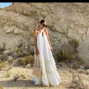 Elegant White Halter Maxi Dress